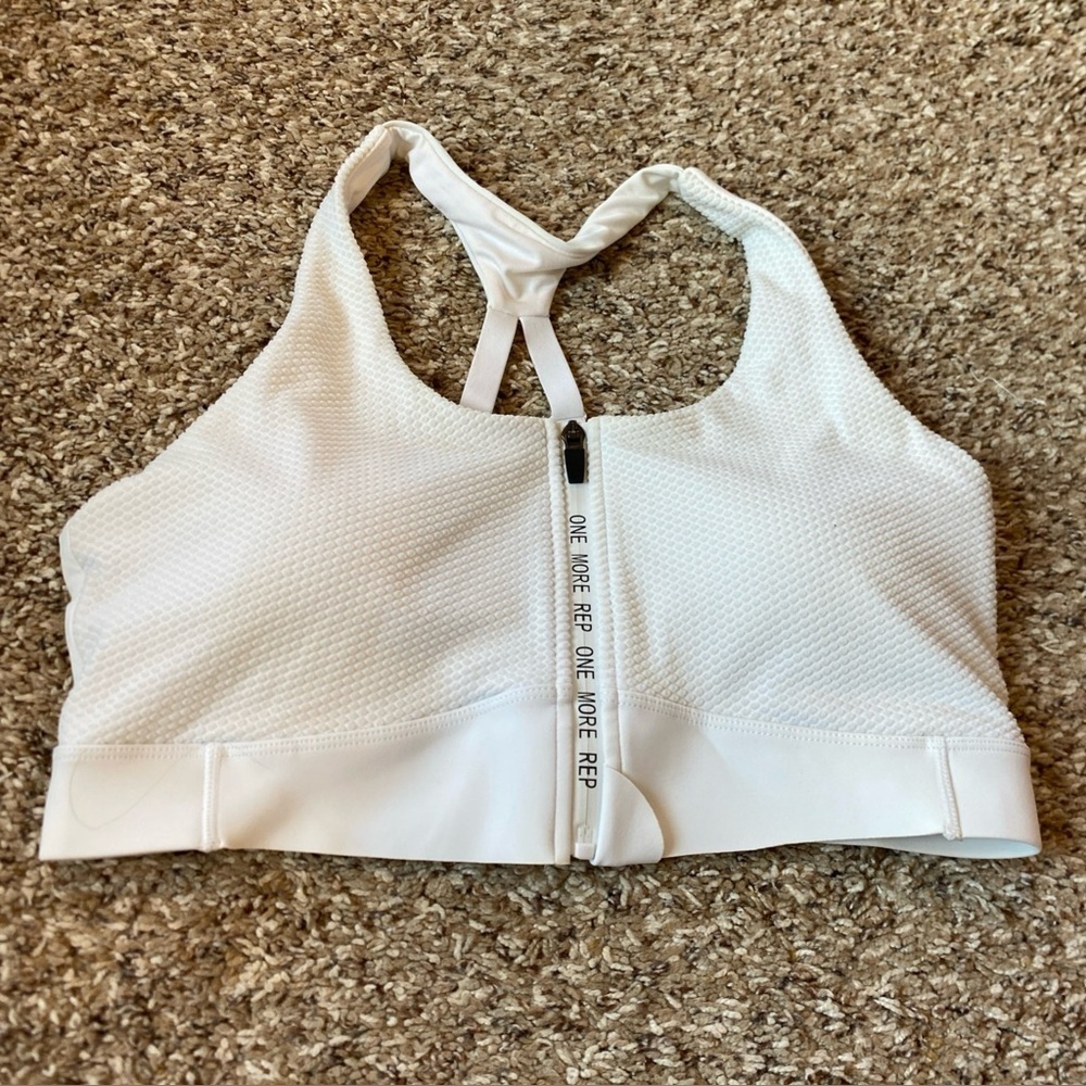 ZYIA White Front Zip Sports Bra
